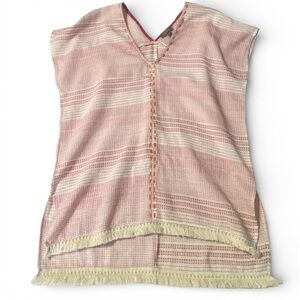 Lilla P  Stitched Lightweight Cotton Tunic with Crochet Fringe